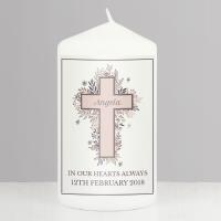 Personalised Floral Cross Pillar Candle Extra Image 1 Preview